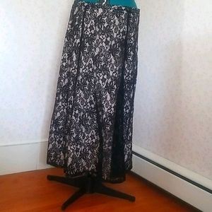 Dressbarn XL Black Lace Overlay Maxi Skirt NWT